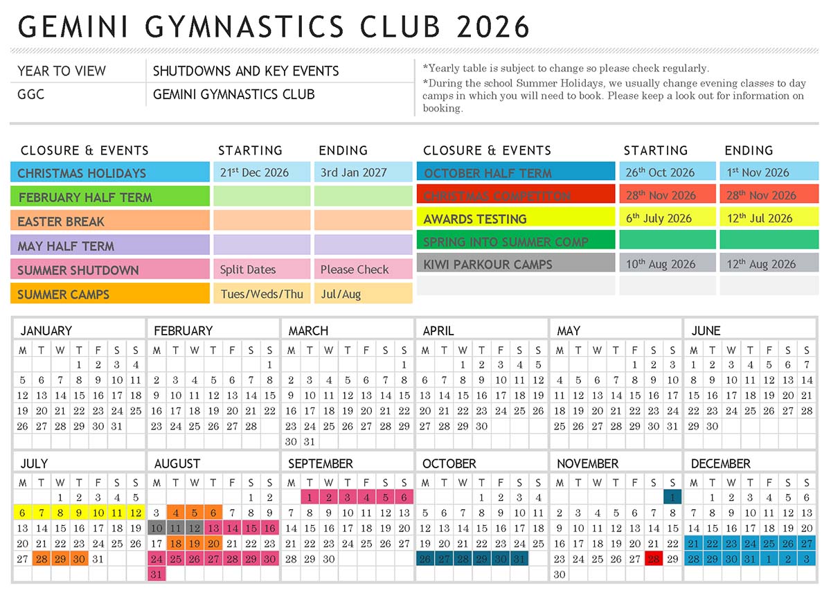 gemini timetable yearly